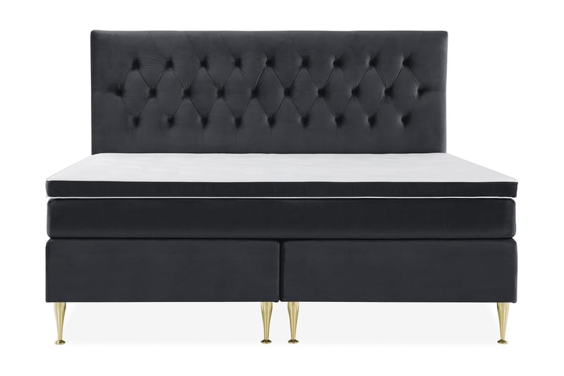 Royal Velvet Komplett Sengepakke 210x210 cm, Svart Fløyel/Høye Gullben