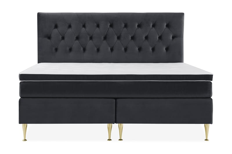 Royal Velvet Komplett Sengepakke 210x210 cm - Svart Fløyel/Høye Gullben - Møbler - Senger - Kontinentalsenger