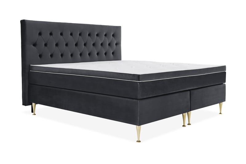 Royal Velvet Komplett Sengepakke 210x210 cm - Svart Fløyel/Høye Gullben - Møbler - Senger - Kontinentalsenger