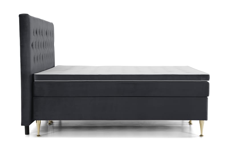 Royal Velvet Komplett Sengepakke 210x210 cm - Svart Fløyel/Høye Gullben - Møbler - Senger - Kontinentalsenger