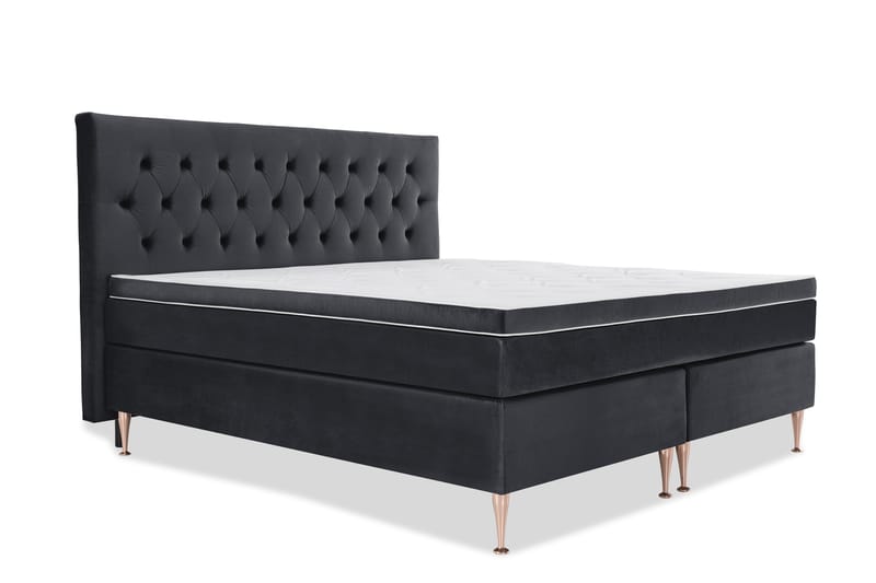 Royal Velvet Komplett Sengepakke 210x210 cm - Svart Fløyel/Høye Rosében - Møbler - Senger - Kontinentalsenger