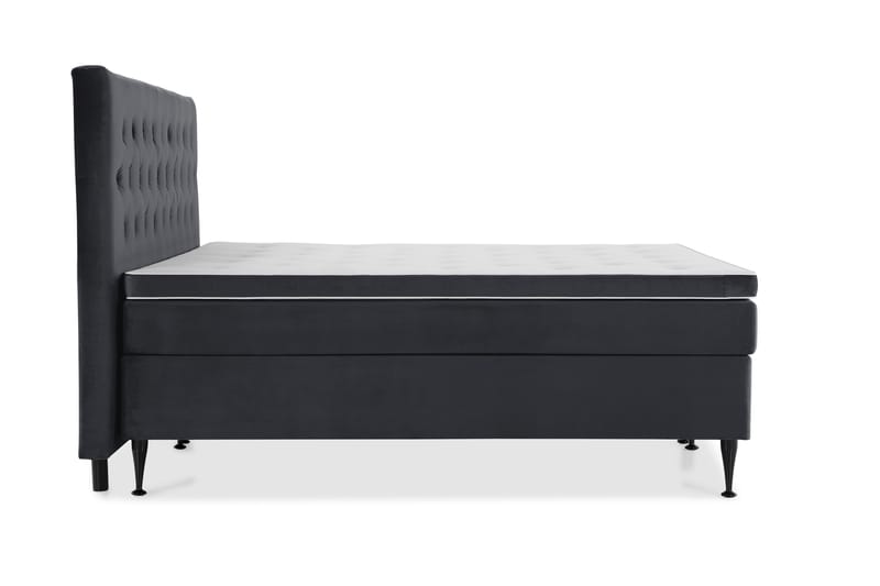 Royal Velvet Komplett Sengepakke 210x210 cm - Svart Fløyel/Høye Svarte Ben - Møbler - Senger - Kontinentalsenger