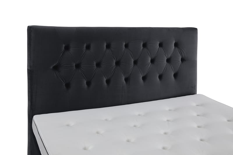Royal Velvet Komplett Sengepakke 210x210 cm - Svart Fløyel/Høye Svarte Ben - Møbler - Senger - Kontinentalsenger