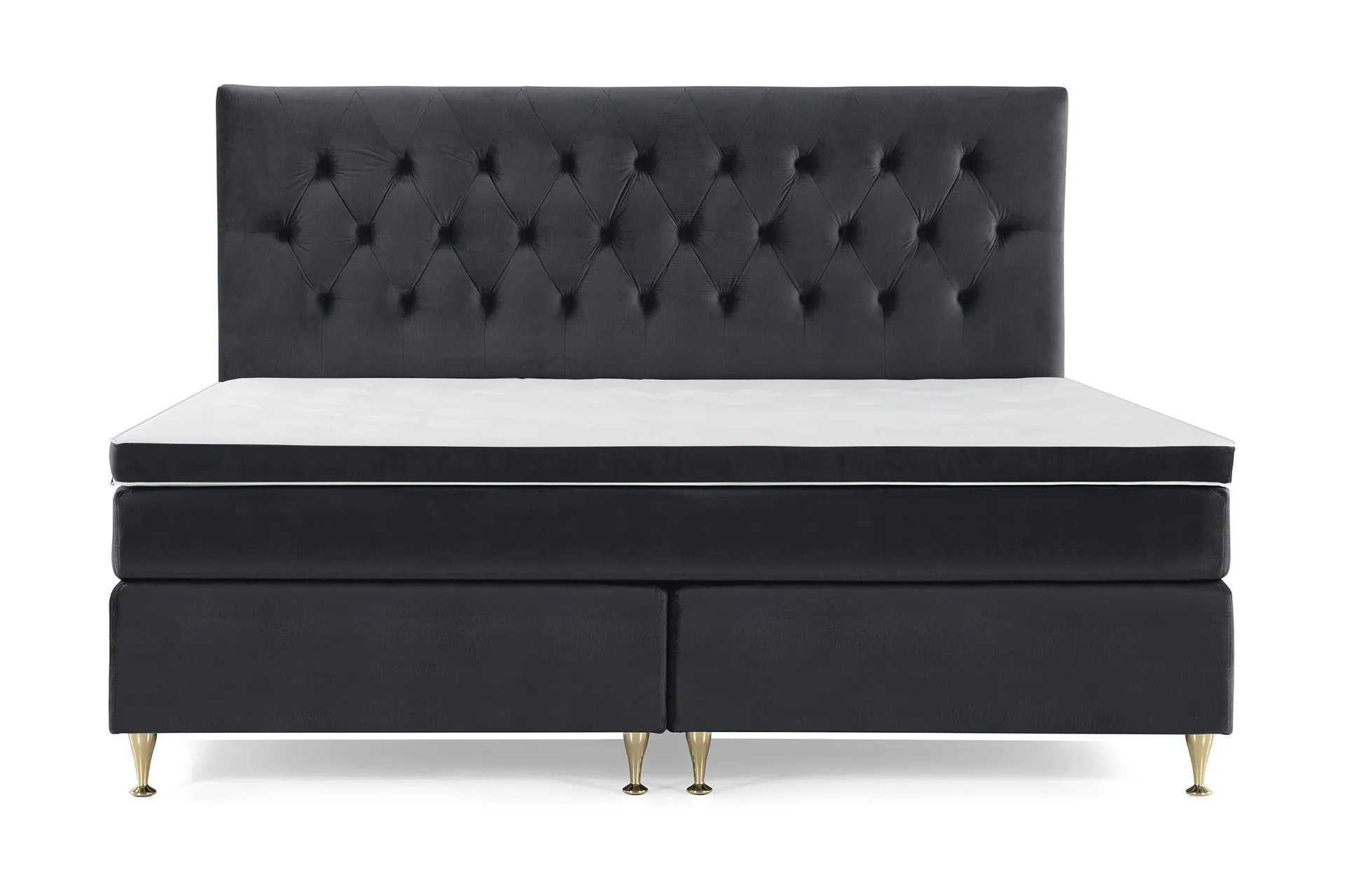 Royal Velvet Komplett Sengepakke 210x210 cm - Svart Fløyel/Lave Gullben
