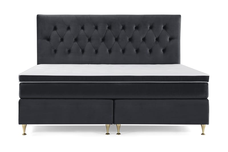 Royal Velvet Komplett Sengepakke 210x210 cm - Svart Fløyel/Lave Gullben - Møbler - Senger - Kontinentalsenger
