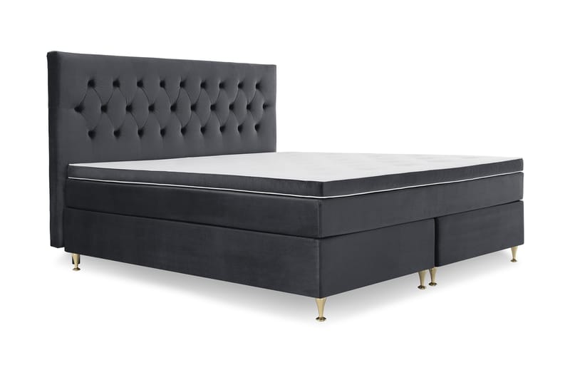 Royal Velvet Komplett Sengepakke 210x210 cm - Svart Fløyel/Lave Gullben - Møbler - Senger - Kontinentalsenger