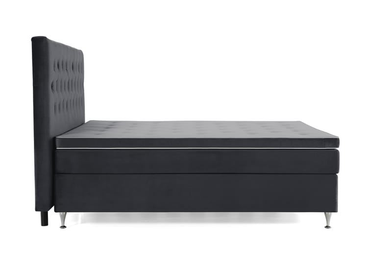 Royal Velvet Komplett Sengepakke 210x210 cm - Svart Fløyel/Lave Sølvben - Møbler - Senger - Kontinentalsenger