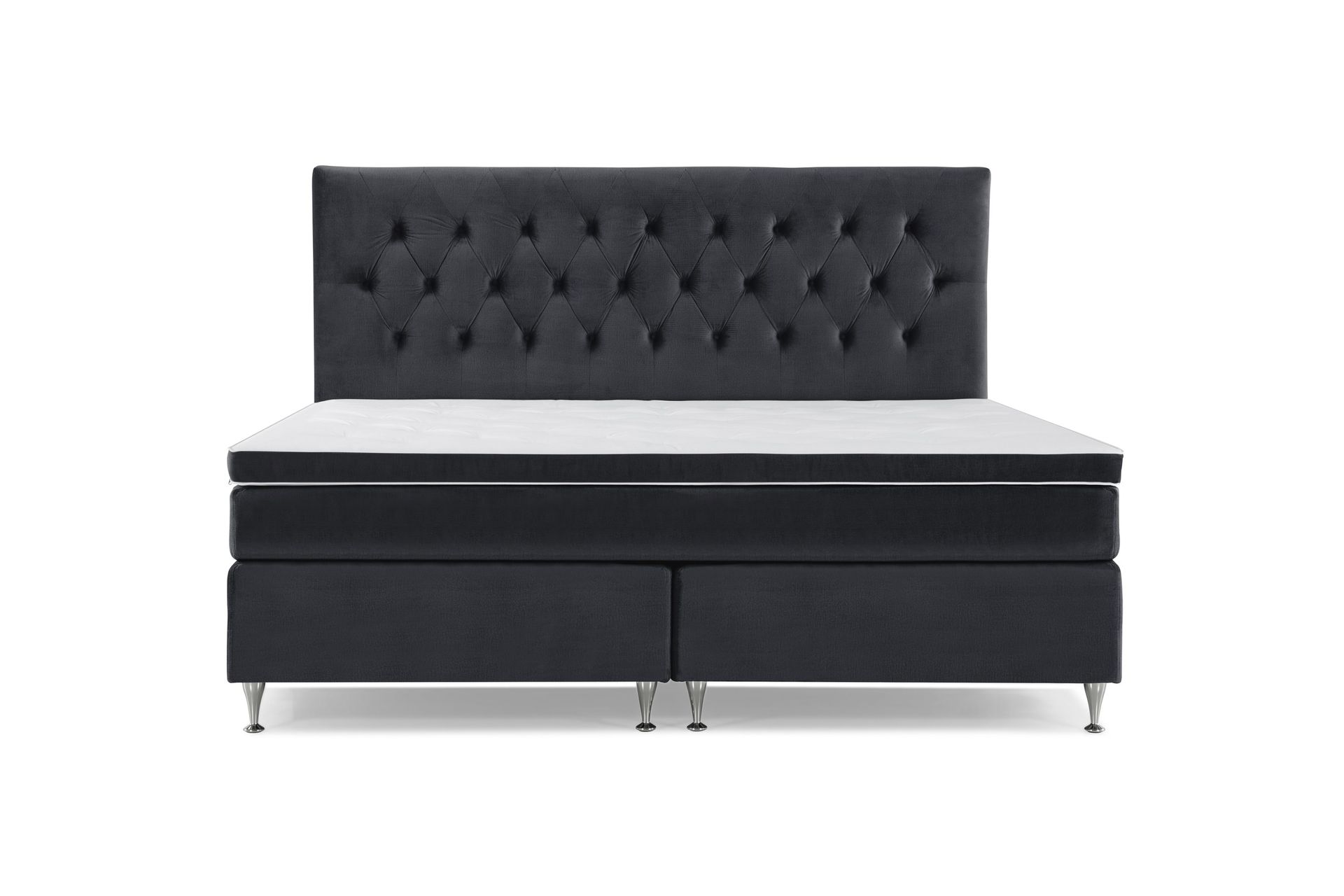 Royal Velvet Komplett Sengepakke 210x210 cm - Svart Fløyel/Lave Sølvben