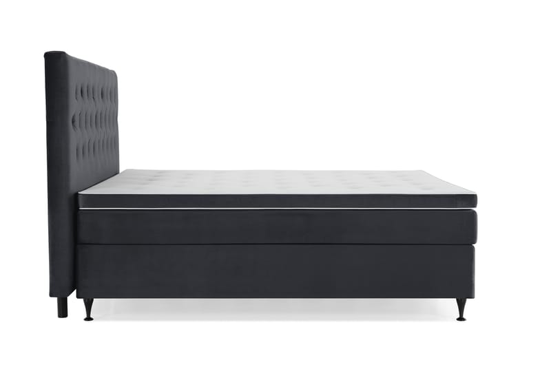 Royal Velvet Komplett Sengepakke 210x210 cm - Svart Fløyel/Lave Svarte Ben - Møbler - Senger - Kontinentalsenger