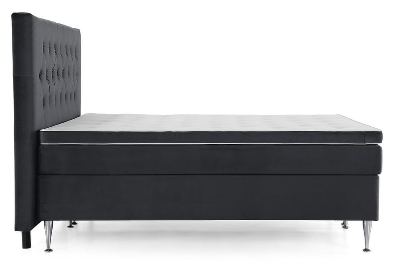 Royal Velvet Komplett Sengpakke Fløyelsseng 180x200 cm - Svart med høye sølvben - Møbler - Senger - Kontinentalsenger
