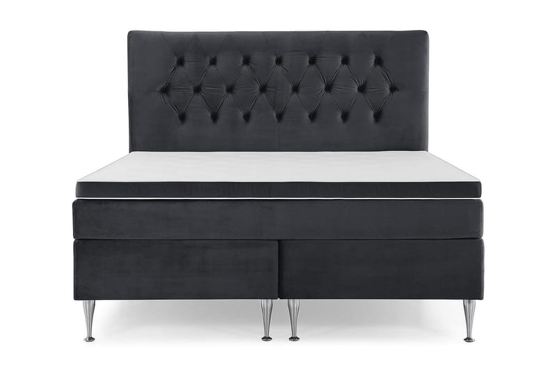 Royal Velvet Komplett Sengpakke Fløyelsseng 180x200 cm - Svart med høye sølvben - Møbler - Senger - Kontinentalsenger