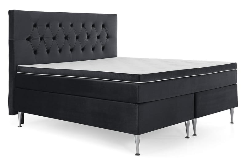Royal Velvet Komplett Sengpakke Fløyelsseng 180x200 cm - Svart med høye sølvben - Møbler - Senger - Kontinentalsenger