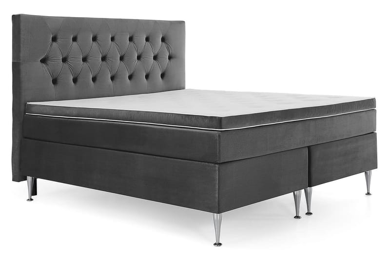 Royal Velvet Komplett Sengpakke Kontinentalseng 180x200 cm - Mørkgrå / Fløyel - Møbler - Senger - Kontinentalsenger