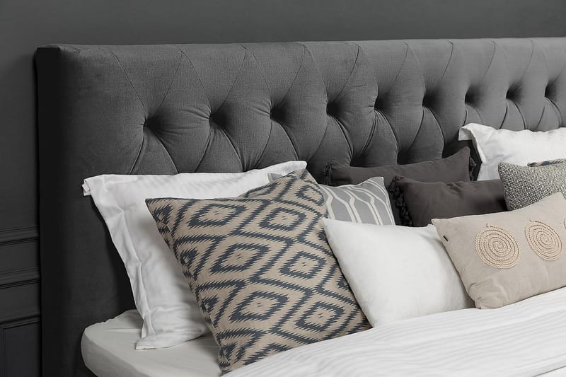 Royal Velvet Komplett Sengpakke Kontinentalseng 180x200 cm - Mørkgrå / Fløyel - Møbler - Senger - Kontinentalsenger