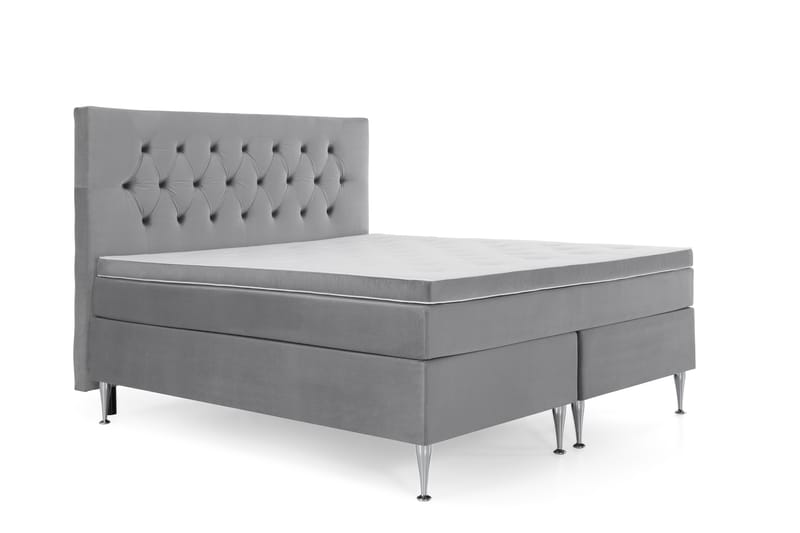 Royal Velvet Kontinentalseng 160x200 cm - Lysegrå Fløyel/Høye Sølvben - Møbler - Senger - Komplett sengepakke