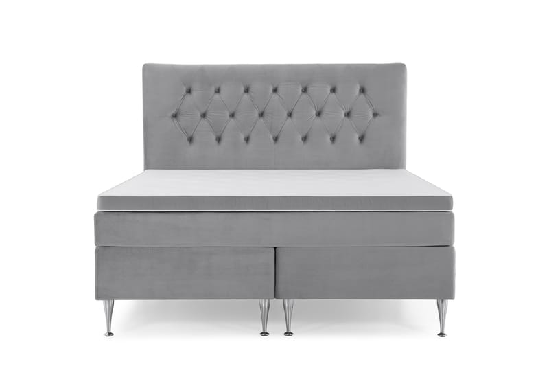 Royal Velvet Kontinentalseng 160x200 cm - Lysegrå Fløyel/Høye Sølvben - Møbler - Senger - Komplett sengepakke