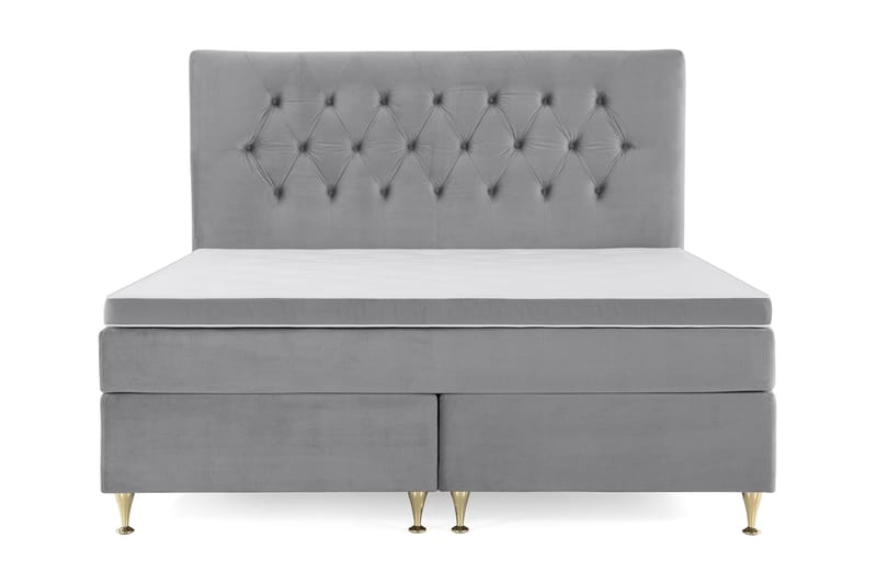 Royal Velvet Kontinentalseng 160x200 cm - Lysegrå Fløyel/Lave Gullben - Møbler - Senger - Komplett sengepakke