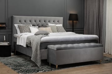Royal Velvet Kontinentalseng 160x200 cm - Lysegrå Fløyel/Lave Gullben - Møbler - Senger - Komplett sengepakke
