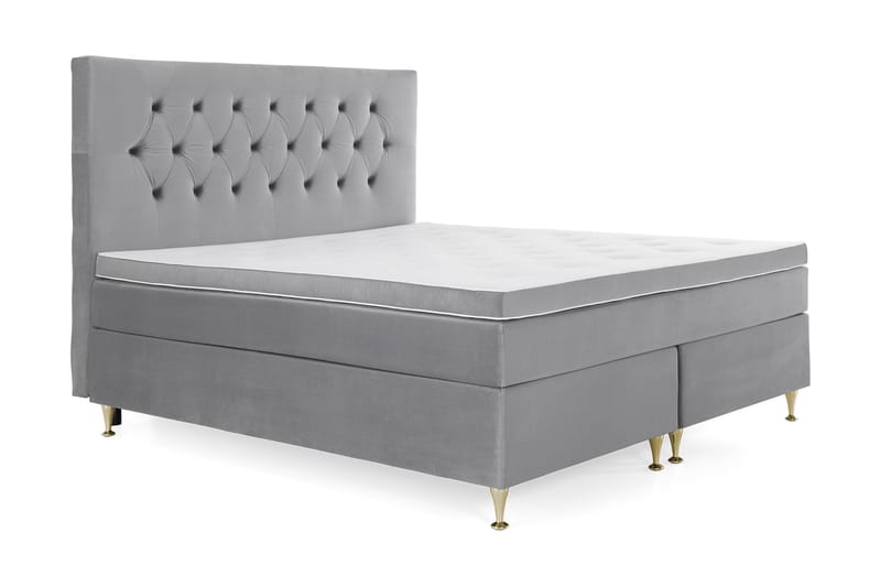 Royal Velvet Kontinentalseng 160x200 cm - Lysegrå Fløyel/Lave Gullben - Møbler - Senger - Komplett sengepakke