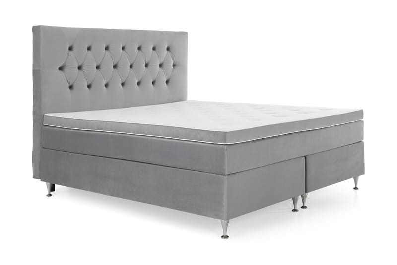 Royal Velvet Kontinentalseng 160x200 cm - Lysegrå Fløyel/Lave Sølvben - Møbler - Senger - Komplett sengepakke