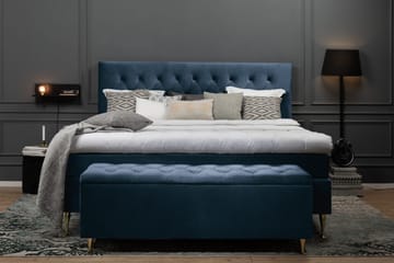 Royal Velvet Kontinentalseng 160x200 cm - Mørkeblå Fløyel/Dreide Ben - Møbler - Senger - Kontinentalsenger