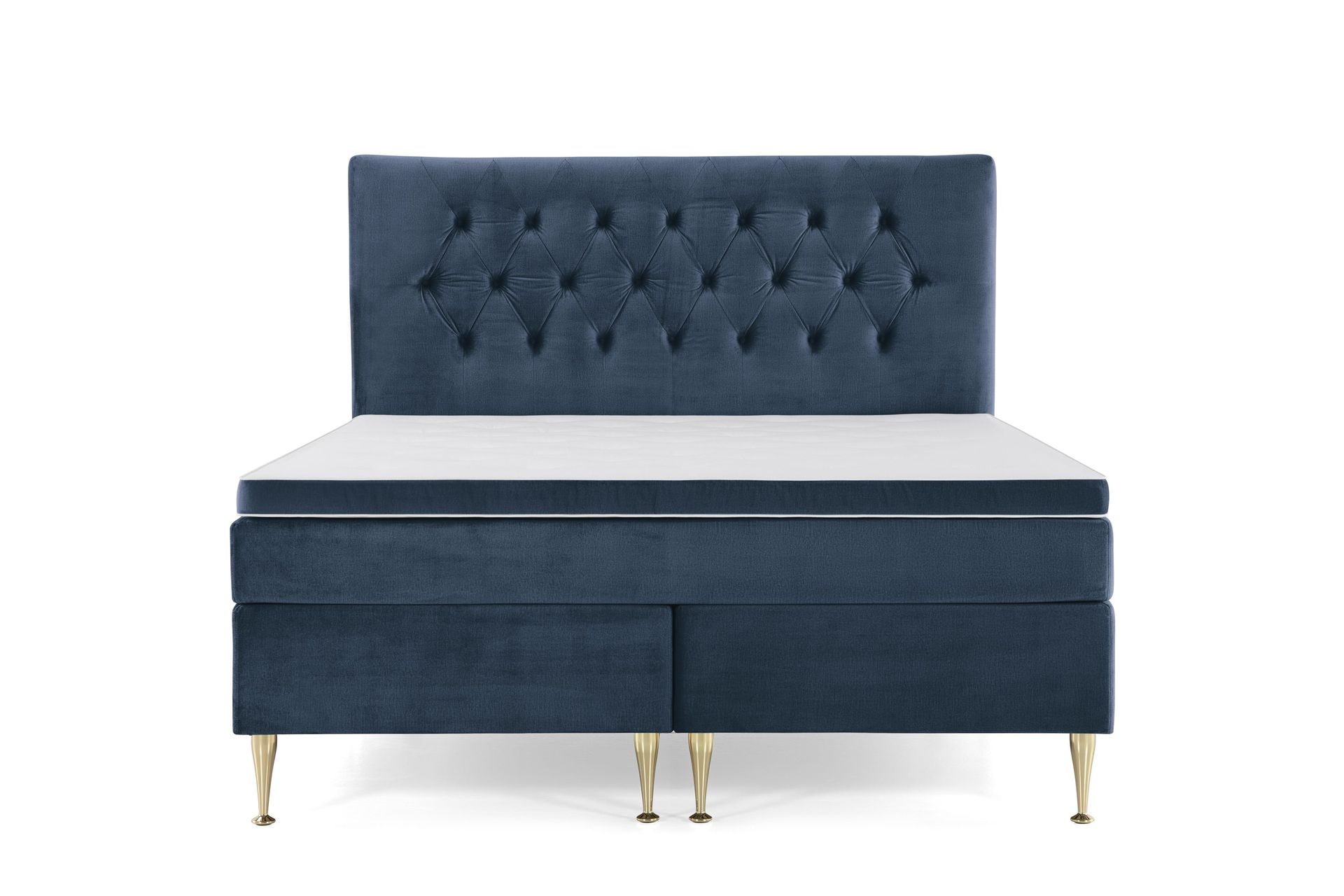 Royal Velvet Kontinentalseng 160x200 cm - Mørkeblå Fløyel/Høye Gullben