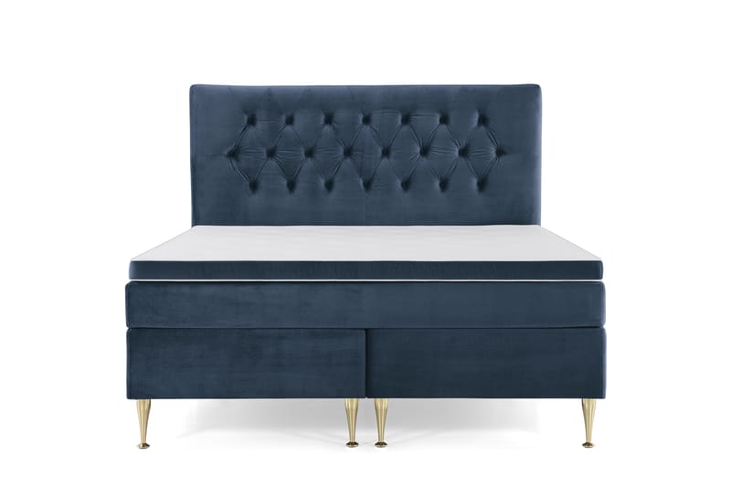 Royal Velvet Kontinentalseng 160x200 cm - Mørkeblå Fløyel/Høye Gullben - Møbler - Senger - Komplett sengepakke
