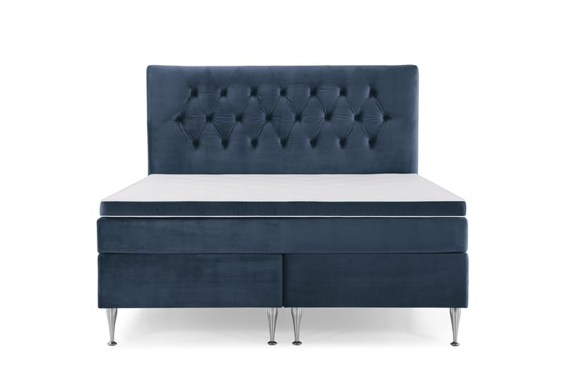 Royal Velvet Kontinentalseng 160x200 cm - Mørkeblå Fløyel/Høye Sølvben - Møbler - Senger - Kontinentalsenger