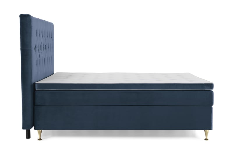 Royal Velvet Kontinentalseng 160x200 cm - Mørkeblå Fløyel/Lave Gullben - Møbler - Senger - Komplett sengepakke