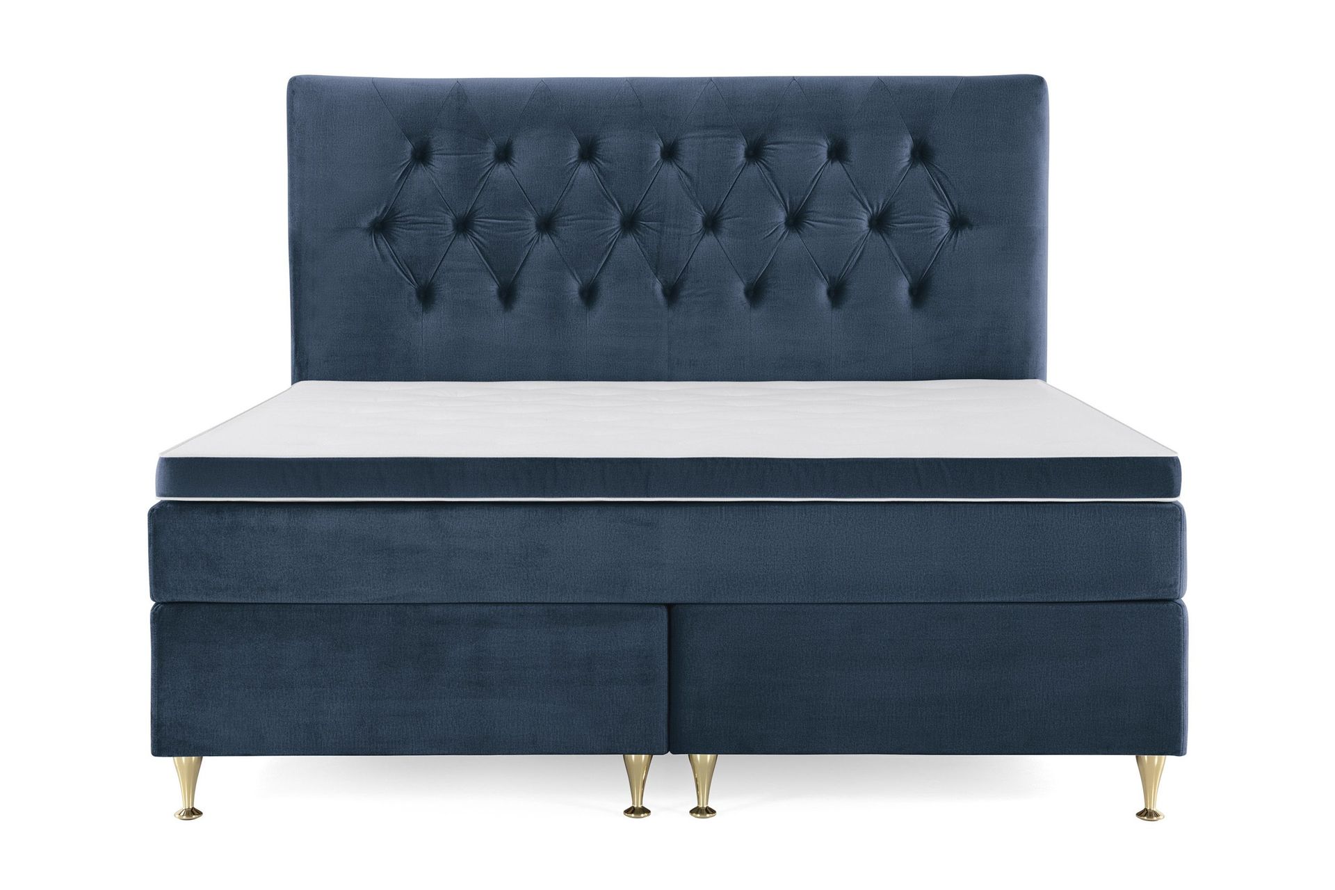 Royal Velvet Kontinentalseng 160x200 cm - Mørkeblå Fløyel/Lave Gullben