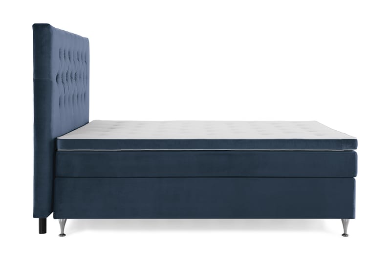 Royal Velvet Kontinentalseng 160x200 cm - Mørkeblå Fløyel/Lave Sølvben - Møbler - Senger - Kontinentalsenger