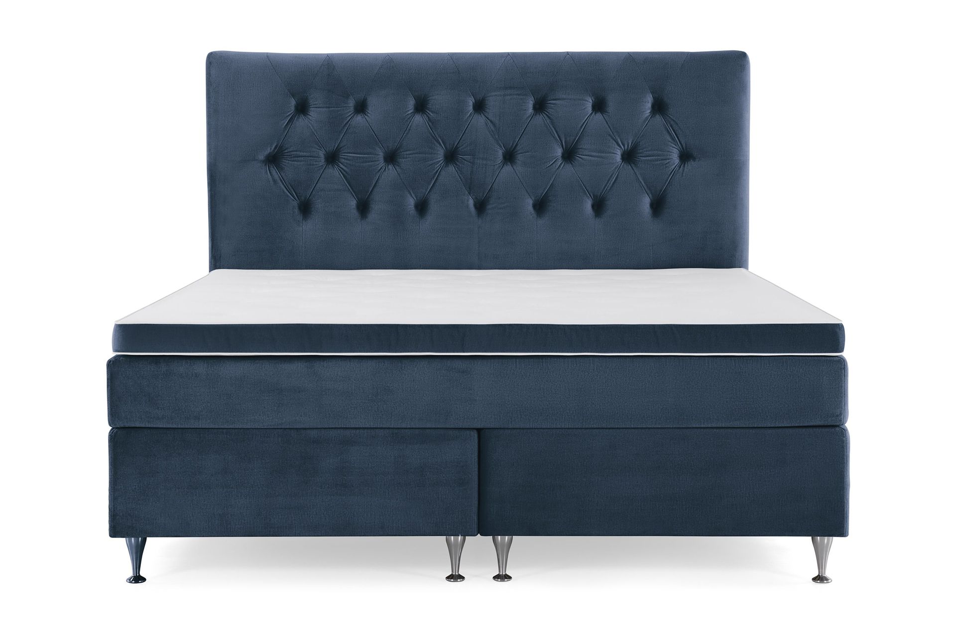 Royal Velvet Kontinentalseng 160x200 cm - Mørkeblå Fløyel/Lave Sølvben