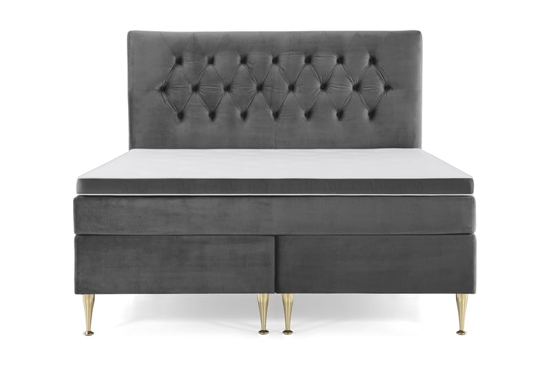 Royal Velvet Kontinentalseng 160x200 cm - Mørkegrå Fløyel/Høye Gullben - Møbler - Senger - Kontinentalsenger