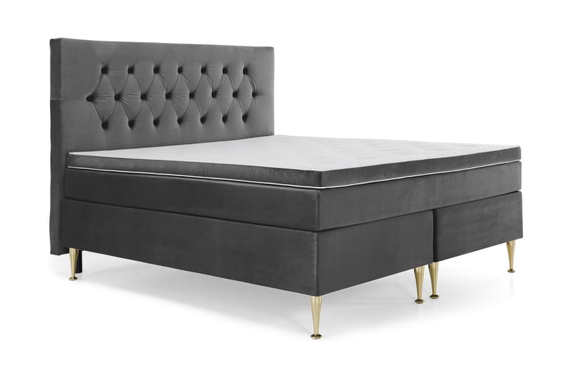 Royal Velvet Kontinentalseng 160x200 cm - Mørkegrå Fløyel/Høye Gullben - Møbler - Senger - Kontinentalsenger