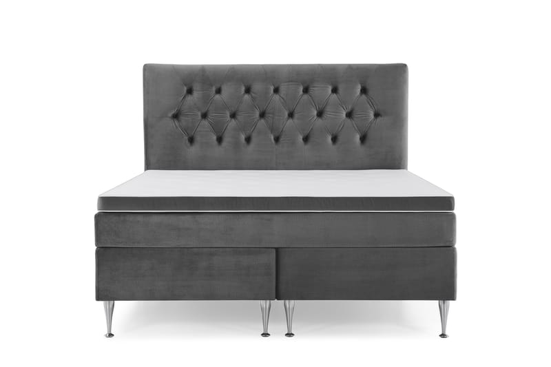 Royal Velvet Kontinentalseng 160x200 cm - Mørkegrå Fløyel/Høye Sølvben - Møbler - Senger - Komplett sengepakke