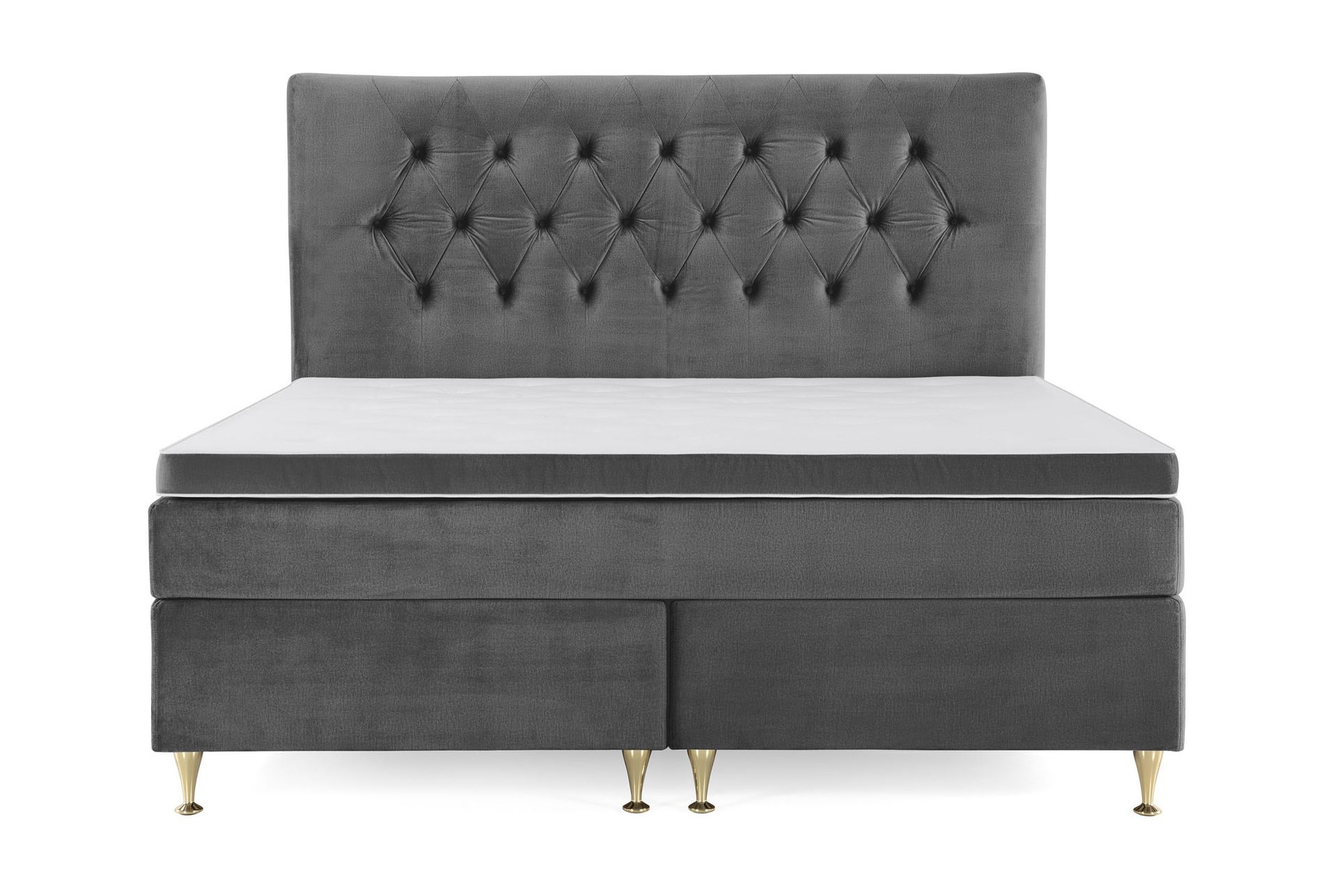 Royal Velvet Kontinentalseng 160x200 cm - Mørkegrå Fløyel/Lave Gullben - Møbler - Senger - Komplett sengepakke