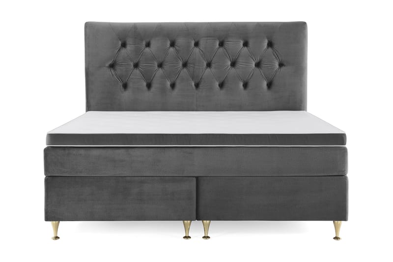 Royal Velvet Kontinentalseng 160x200 cm - Mørkegrå Fløyel/Lave Gullben - Møbler - Senger - Kontinentalsenger