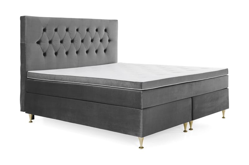 Royal Velvet Kontinentalseng 160x200 cm - Mørkegrå Fløyel/Lave Gullben - Møbler - Senger - Kontinentalsenger