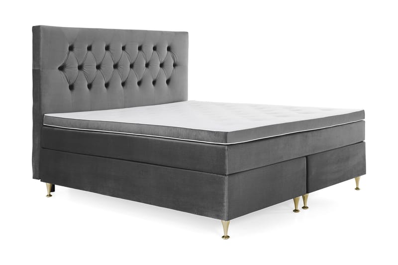 Royal Velvet Kontinentalseng 160x200 cm - Mørkegrå Fløyel/Lave Gullben - Møbler - Senger - Kontinentalsenger