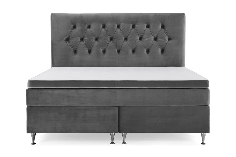 Royal Velvet Kontinentalseng 160x200 cm - Mørkegrå Fløyel/Lave Sølvben - Møbler - Senger - Komplett sengepakke