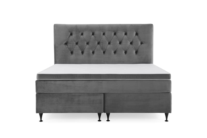 Royal Velvet Kontinentalseng 160x200 cm - Mørkegrå Fløyel/Lave Svarte Ben - Møbler - Senger - Kontinentalsenger