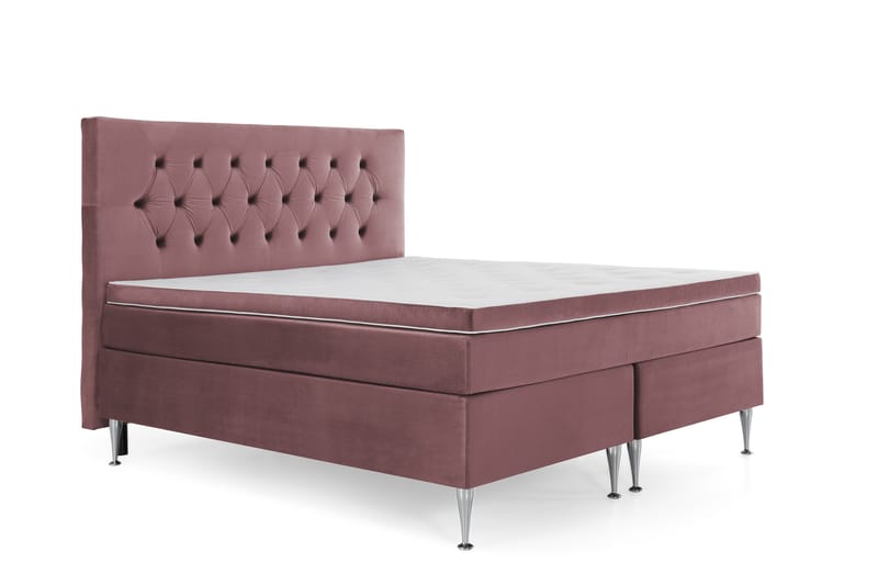 Royal Velvet Kontinentalseng 160x200 cm - Rosa Fløyel/Høye Sølvben - Møbler - Senger - Komplett sengepakke