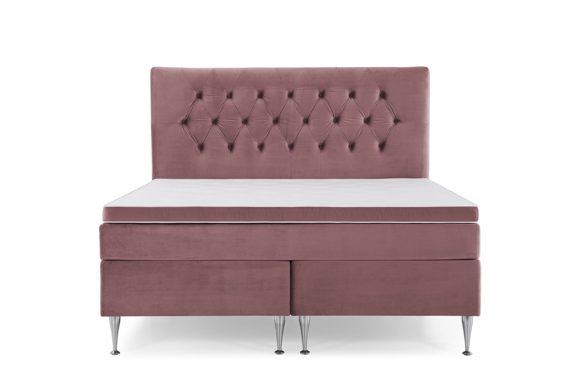 Royal Velvet Kontinentalseng 160x200 cm - Rosa Fløyel/Høye Sølvben - Møbler - Senger - Kontinentalsenger