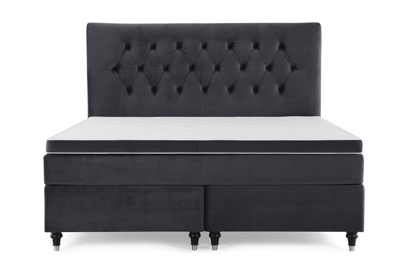 Royal Velvet Kontinentalseng 160x200 cm - Svart Fløyel/Dreide Ben - Møbler - Senger - Kontinentalsenger
