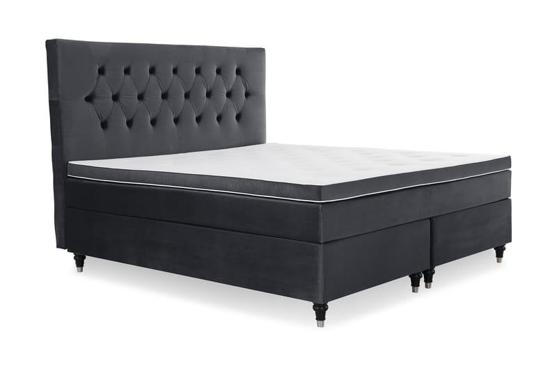 Royal Velvet Kontinentalseng 160x200 cm - Svart Fløyel/Dreide Ben - Møbler - Senger - Kontinentalsenger