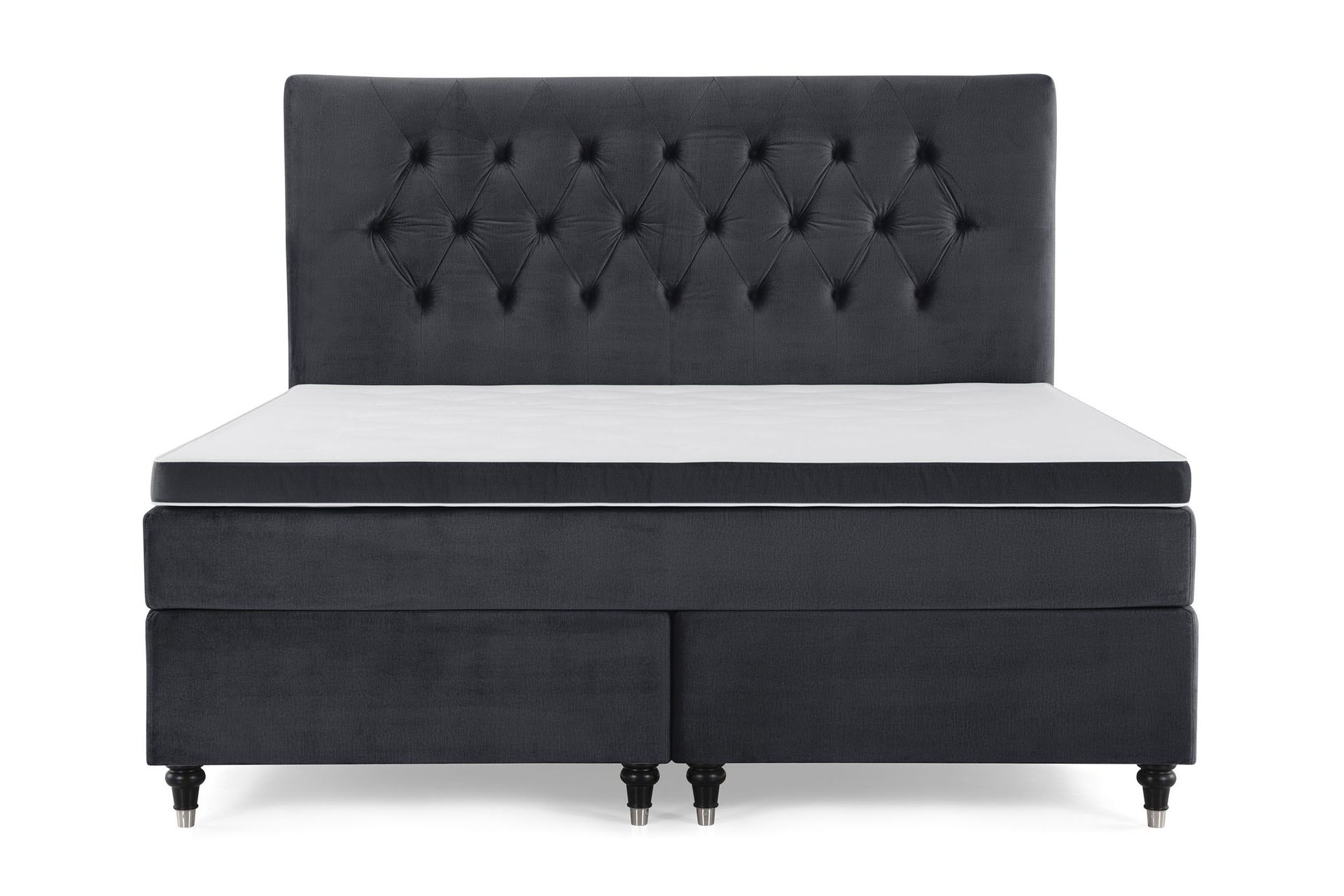 Royal Velvet Kontinentalseng 160x200 cm - Svart Fløyel/Dreide Ben