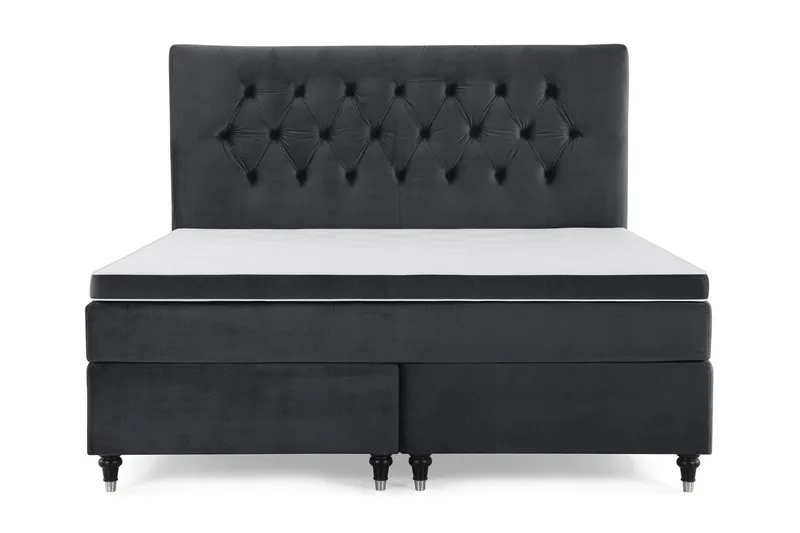 Royal Velvet Kontinentalseng 160x200 cm, Svart Fløyel/Dreide Ben