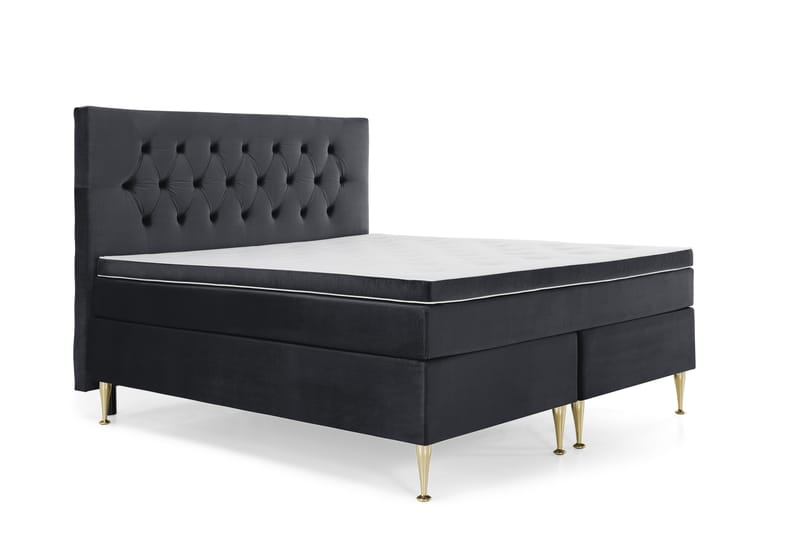 Royal Velvet Kontinentalseng 160x200 cm - Svart Fløyel/Høye Gullben - Møbler - Senger - Kontinentalsenger