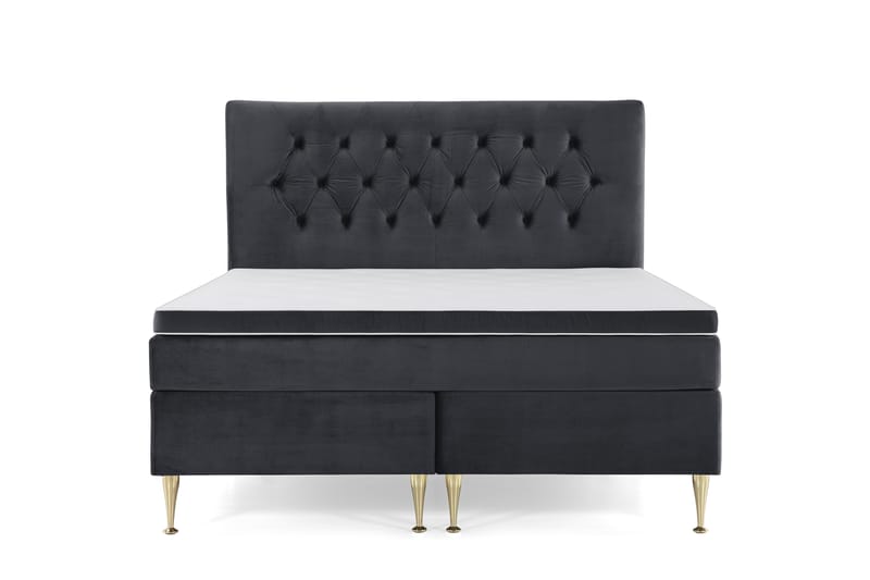 Royal Velvet Kontinentalseng 160x200 cm - Svart Fløyel/Høye Gullben - Møbler - Senger - Kontinentalsenger