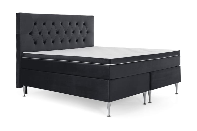 Royal Velvet Kontinentalseng 160x200 cm - Svart Fløyel/Høye Sølvben - Møbler - Senger - Kontinentalsenger